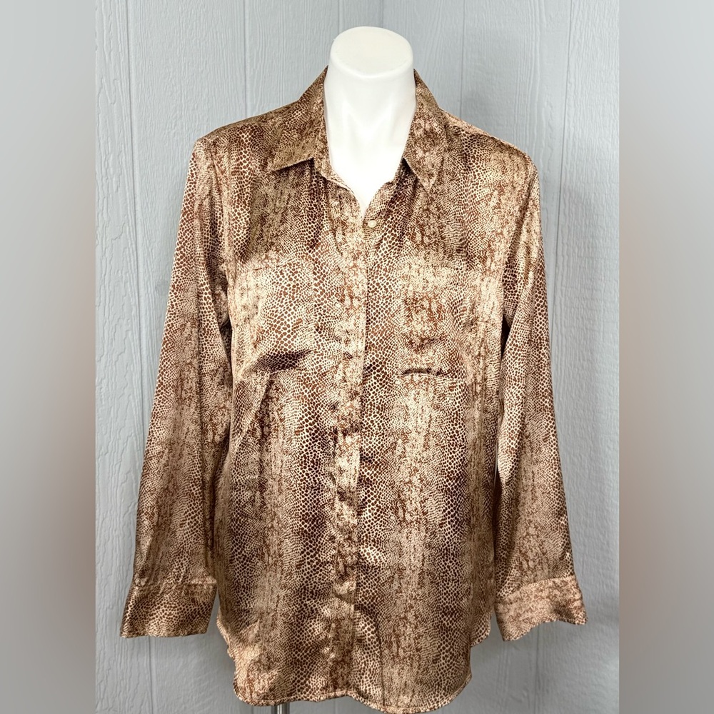 a new day Tan Snake Print Women’s Casual Blouse